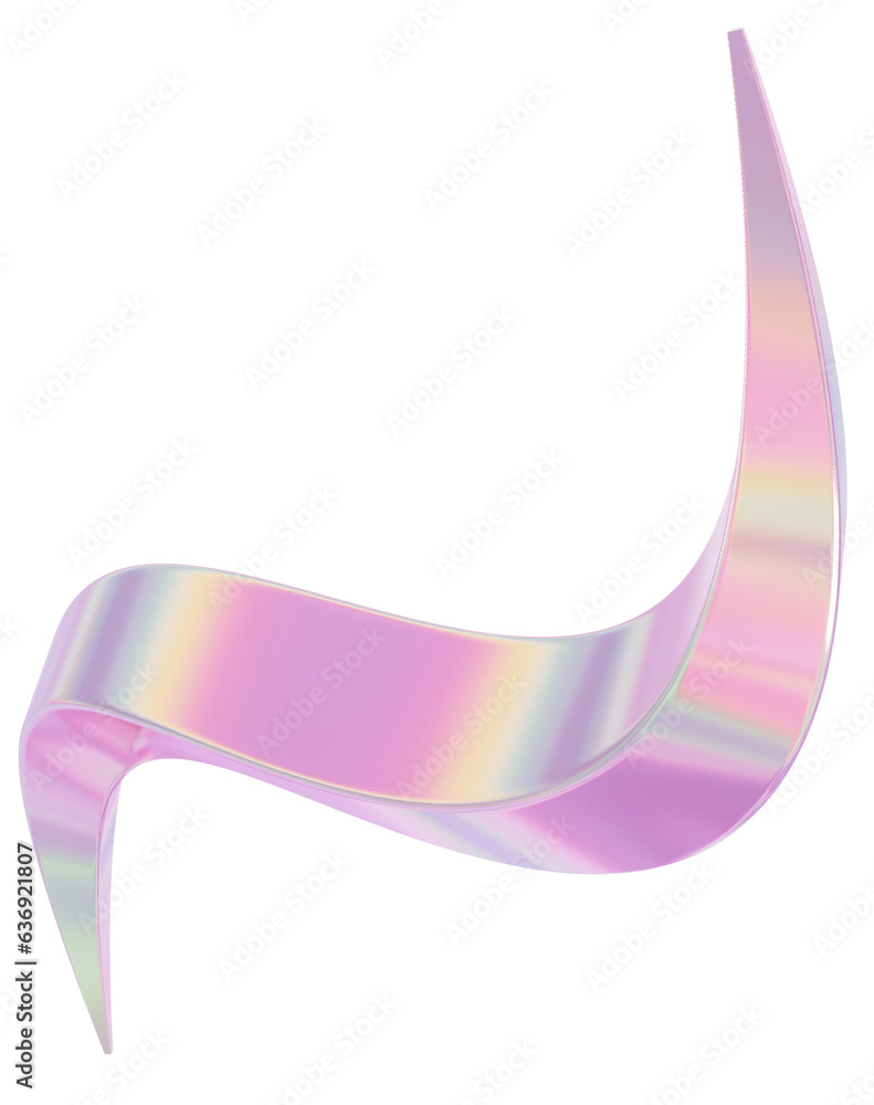 Fototapete 3d metallic chrome iridescent abstract shape illustration. fluid design element holographic liquid 3