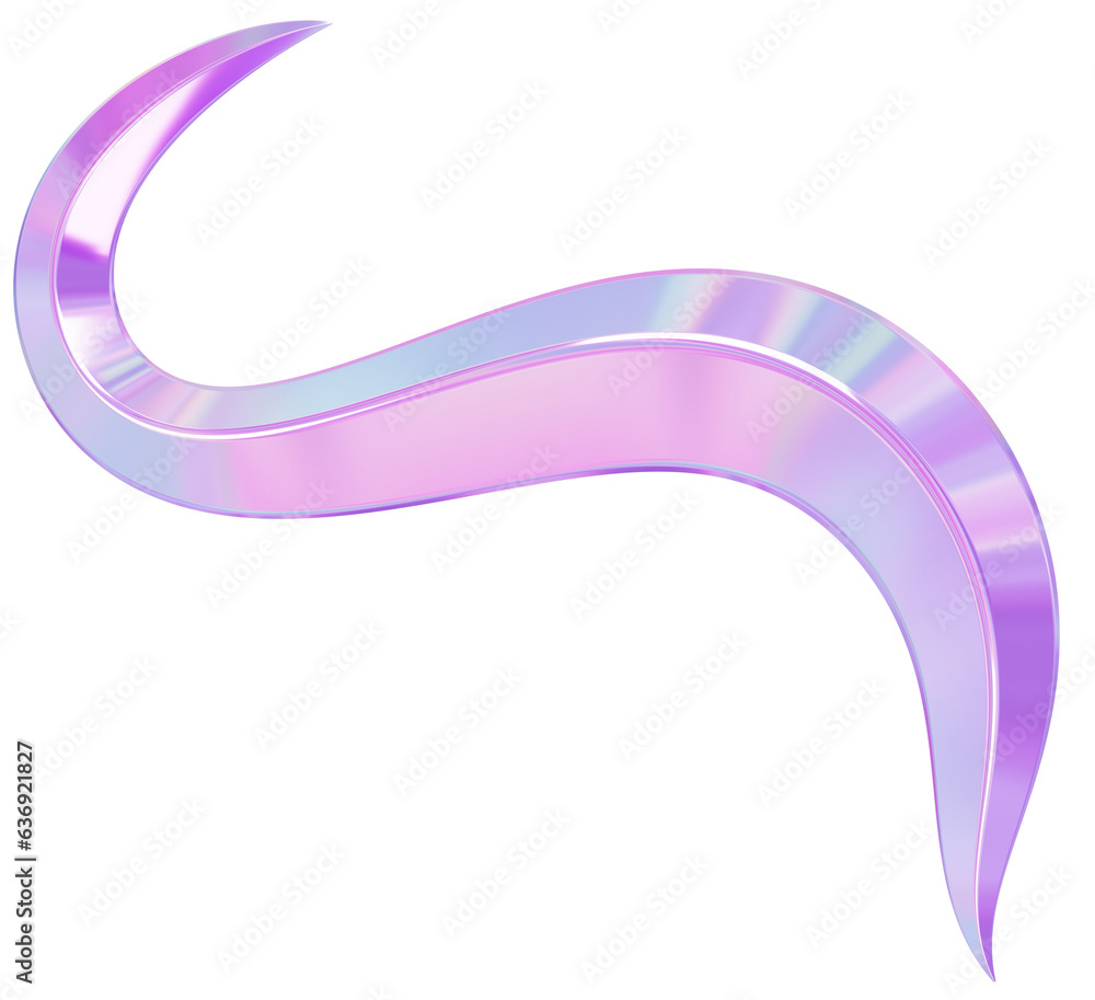 Fototapete 3d metallic chrome iridescent abstract shape illustration. fluid design element holographic liquid 3