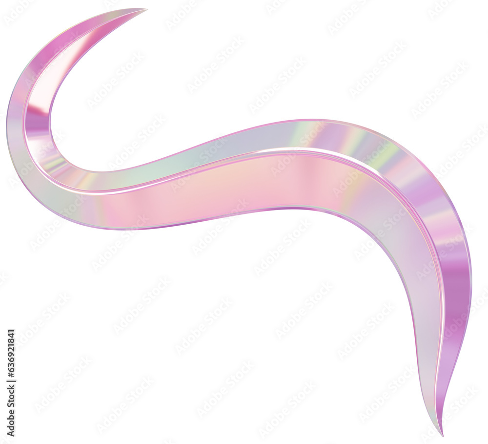 Fototapete 3d metallic chrome iridescent abstract shape illustration. fluid design element holographic liquid 3