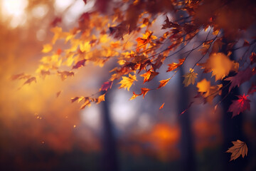 Autumn wallpaper falling leaves. Generated by Ai
