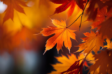Autumn background maple fallen leaves. Generated by Ai