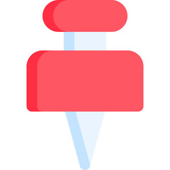 Push pin in flat icon. Education, stationery, school supplies, attachment