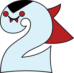 Number 2 with halloween character shape
