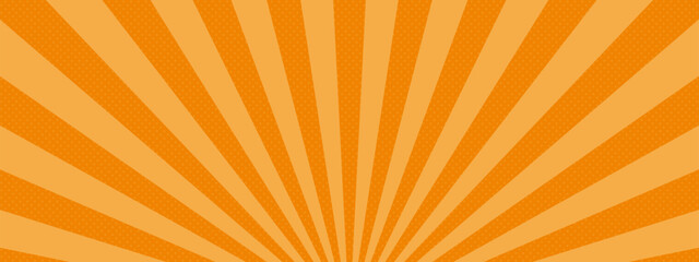 黄色とオレンジのサンバースト　集中線　ベクター　背景　バナー　sunburst vector. illustration of radiant background. Sun ray vector background. rays texture background.yellow and orange vector sunburst.