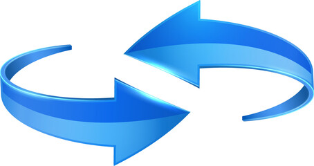 Blue 3D glossy curve arrows