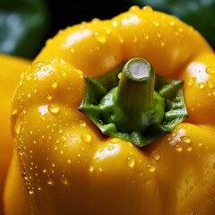 Extreme close up shot of a fresh vegetable bell pepper
