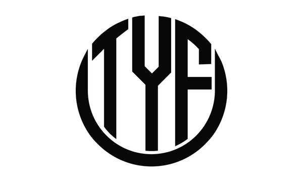 TYF shield in circle logo design vector template. lettermrk, wordmark, monogram symbol on white background.