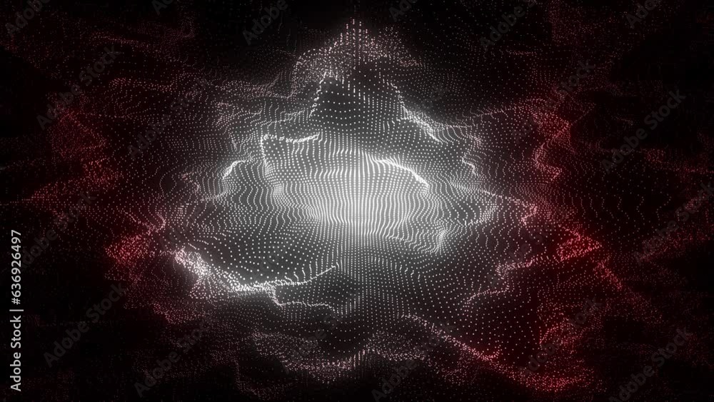 Aufkleber futuristic digital wave with top view. dark cyberspace. particle explosion. abstract wave with dots.