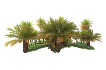 Green landscape isolated on transparent background. 3d rendering - illustration