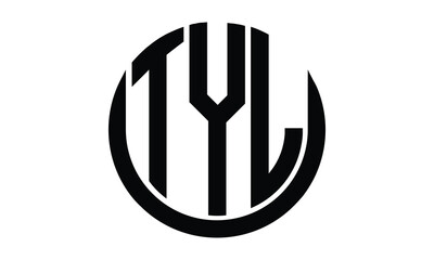 TYL shield in circle logo design vector template. lettermrk, wordmark, monogram symbol on white background.