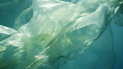 Consumption impact plastic bag swimming in the ocean waste littering destroying marine habitat and animals
