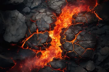 Outdoor kussens abstract cracked earth background with magma. © CreativeCreations