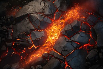 abstract cracked earth background with magma.