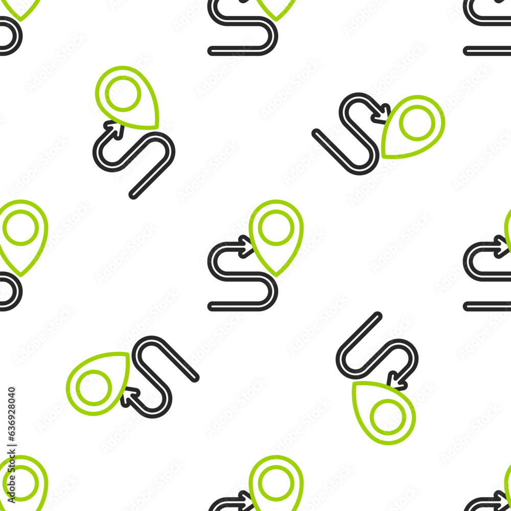 Poster line route location icon isolated seamless pattern on white background. map pointer sign. concept of