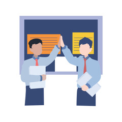 Office icon set. Containing briefcase, desk, computer, meeting, employee, schedule and co-worker symbol. Solid workspace icons vector collection.