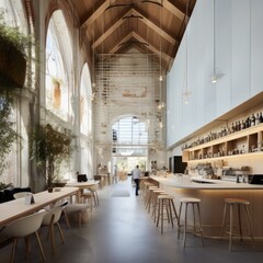 industrial design. light interior of a restaurant. 