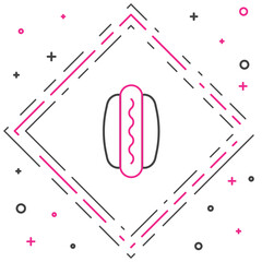 Line Hotdog sandwich icon isolated on white background. Sausage icon. Fast food sign. Colorful outline concept. Vector