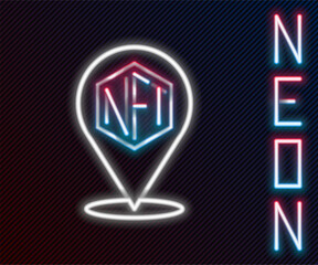 Glowing neon line NFT Digital crypto art icon isolated on black background. Non fungible token. Colorful outline concept. Vector