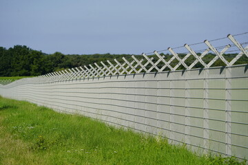 
Current security fence at Hanover International Airport. Germany.