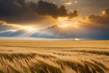 Fields of wheat on a natural background