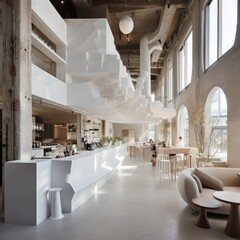 industrial design. light interior of a restaurant. 