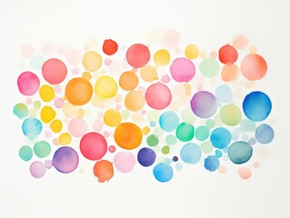 abstract image of colorful watercolor dots on white. 