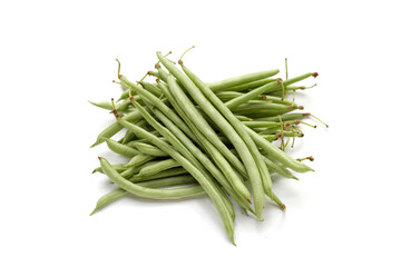 Fresh needle beans on white background