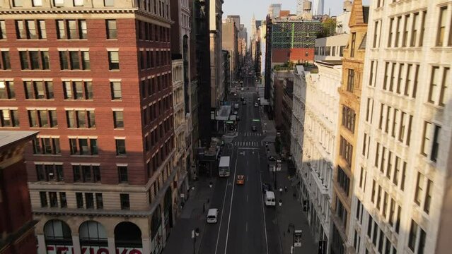 Aerial view of a busy New York City street