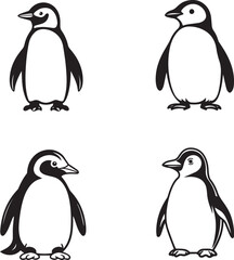 Obraz premium set of penguin silhouettes vector elements pack