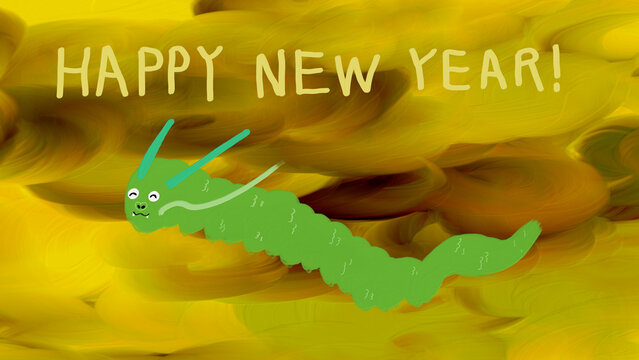 辰年の年賀状(龍、ドラゴン、Happy new year)