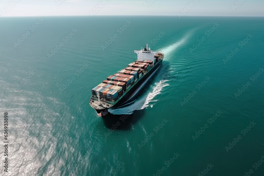 Poster seaborne commerce. navigating global shipping network. harbor hustle. glimpse into world of freight 