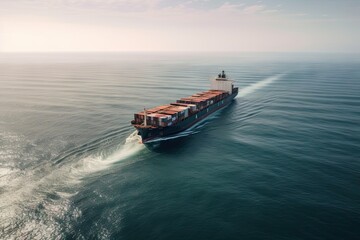 Fototapeta premium Seaborne commerce. Navigating global shipping network. Harbor hustle. Glimpse into world of freight transportation. Cargo chronicles. Intricacies of international trade