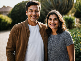 Obraz premium photo of happy family mother and son, generative AI