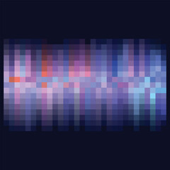 Pixel Art design - colorful blurred stripe , dark background. Vector clipart