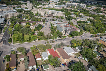 Obraz premium Aerial of the University of Saskatchewan in Saskatoon