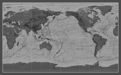 World map. Bilevel. Compact Miller projection. Meridian: 180