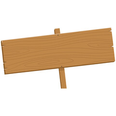 Wood Plank Signage Board Stand Cartoon Illustration Template Vector