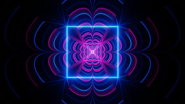 Pink and Blue Neon Glow Clover Tunnel Background VJ Loop in 4K