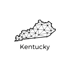 Kentucky state map polygonal illustration made of lines and dots, isolated on white background. US state low poly design