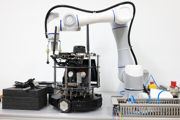 the Smart small robot arm is used for an automation production system.