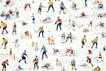 Fototapeta na wymiar Illustration of hockey players on a white background