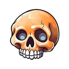 halloween cute skull cartoon character style generative AI.