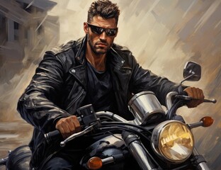 Biker on motorcycle