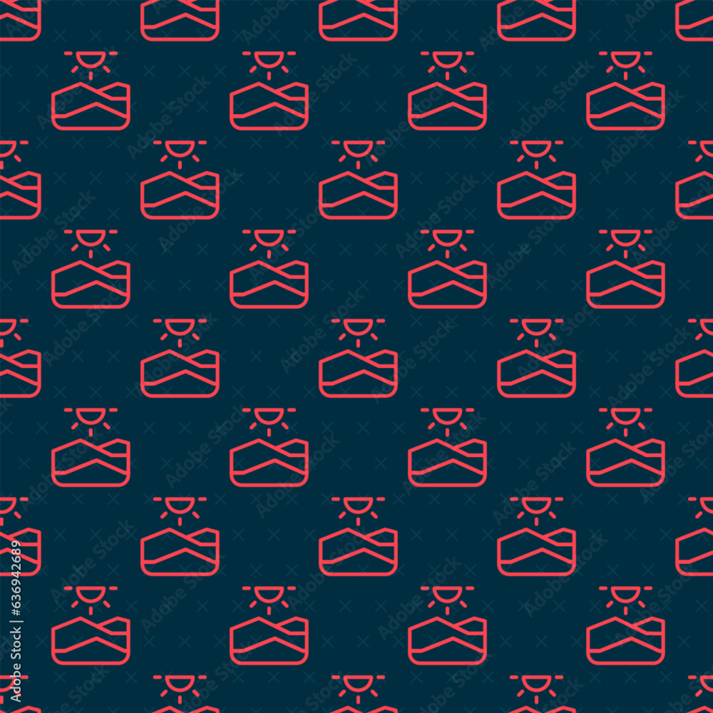 Poster red line drought icon isolated seamless pattern on black background. vector