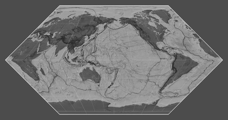 Tectonic plates. Bilevel. Eckert I projection 180