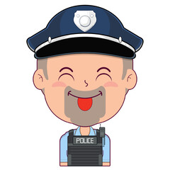 policeman playful face cartoon cute