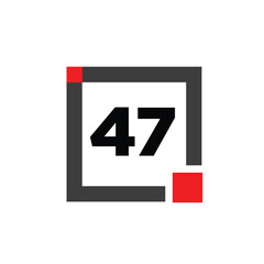 47 number with box icon. 47 typography monogram.