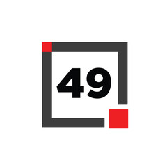 49 number with box icon. 49 typography monogram.