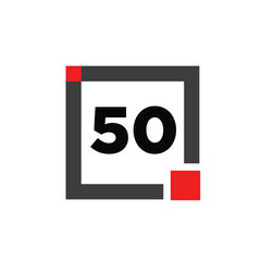 50 number with box icon. 50 typography monogram.