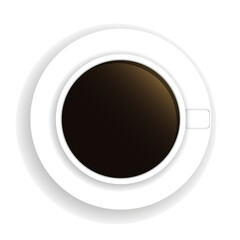 Top view of coffee cup with place for your text. Fresh espresso icon.  Vector illustration isolated on white background